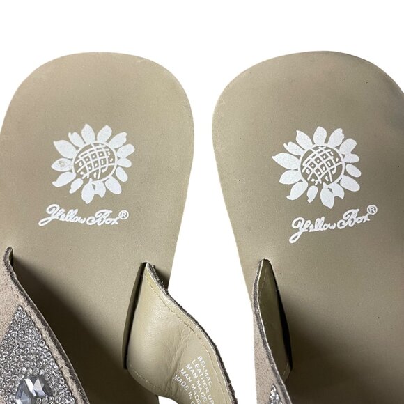 Yellow Box Belmac Leather Gem Sparkle Platform Wedge Sandals Sz 9 - Picture 4 of 9